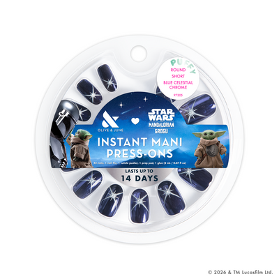 Blue Celestial Chrome  - Press-Ons | Short | Round Blue Celestial Chrome  - Press-Ons | Short | Round  Press-On