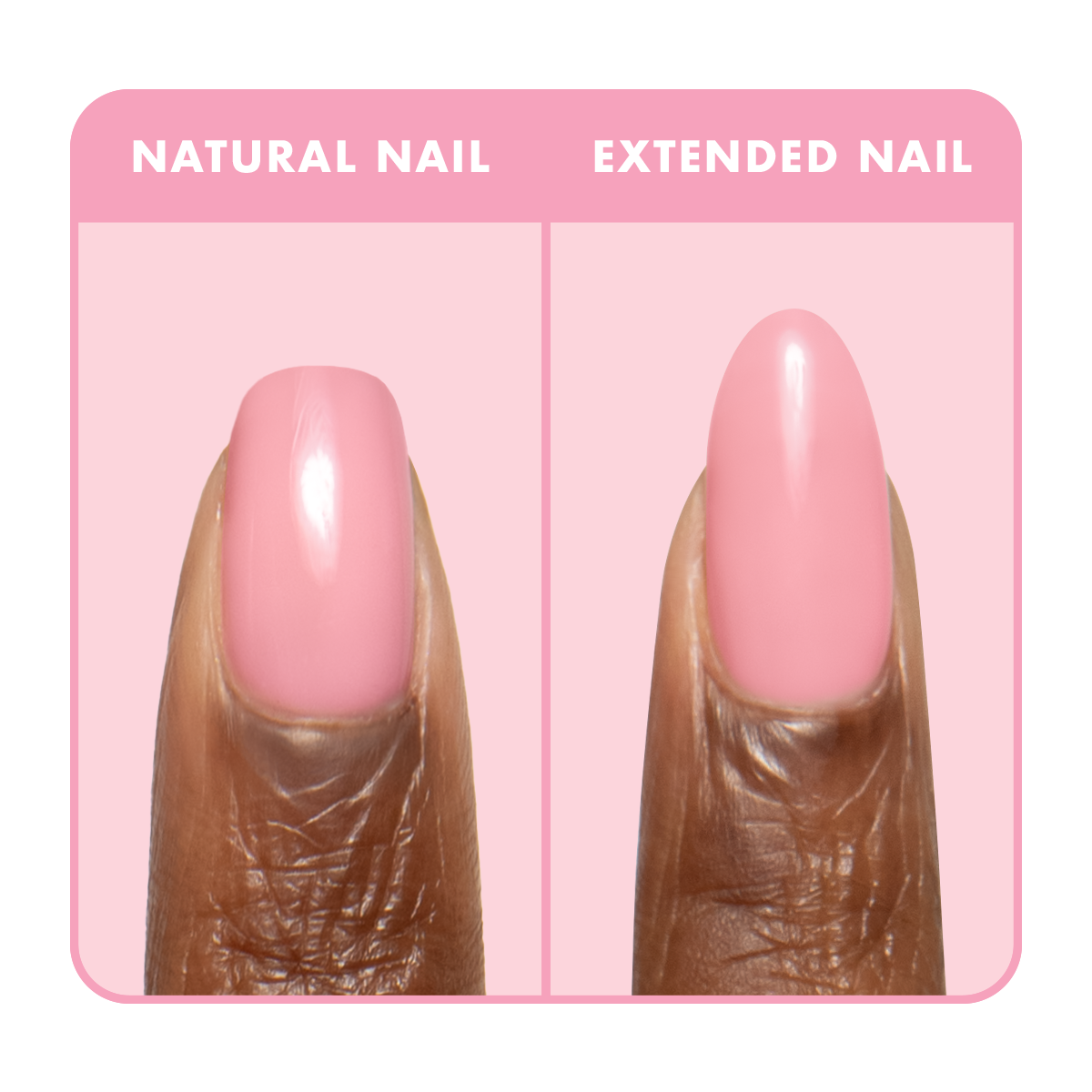 Bubble Gloss - Builder Gel on natural and extended nails featuring a glossy bright sheer bubblegum pink manicure