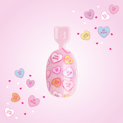 CRAZY FOR CANDY HEARTS - Pressies | Short Medium | Round with pastel candy heart designs for fun at-home manicures CRAZY FOR CANDY HEARTS - Pressies | Short Medium | Round  Pressies