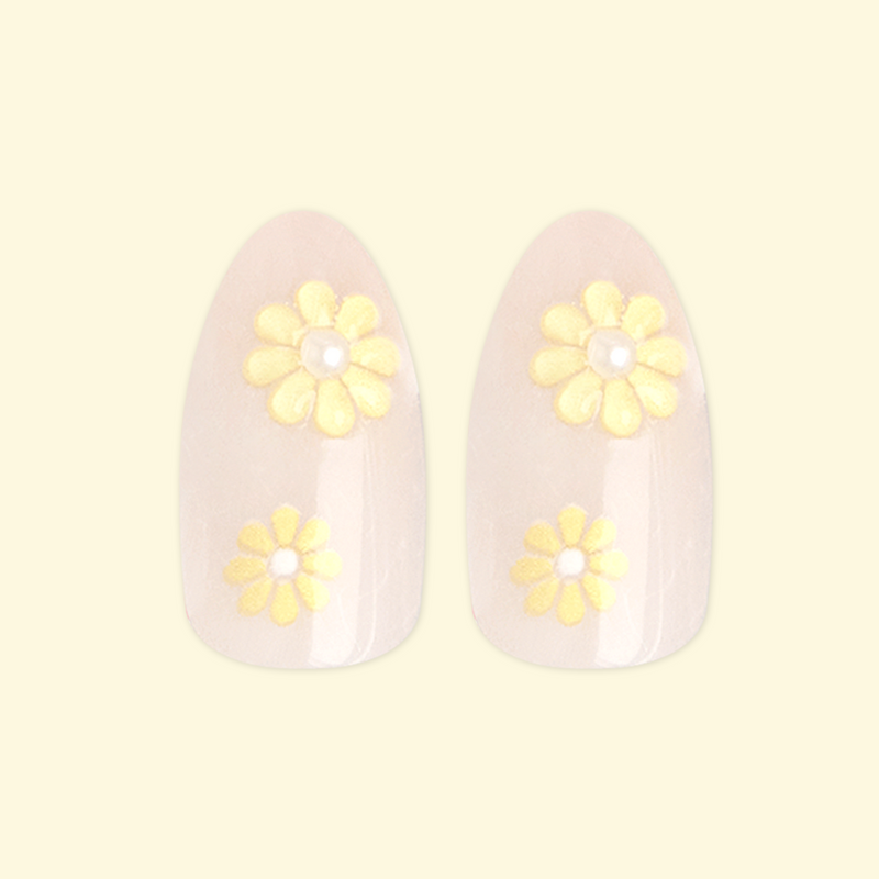 Flower Party with 3D Pearls - Press On | Medium | Almond second image