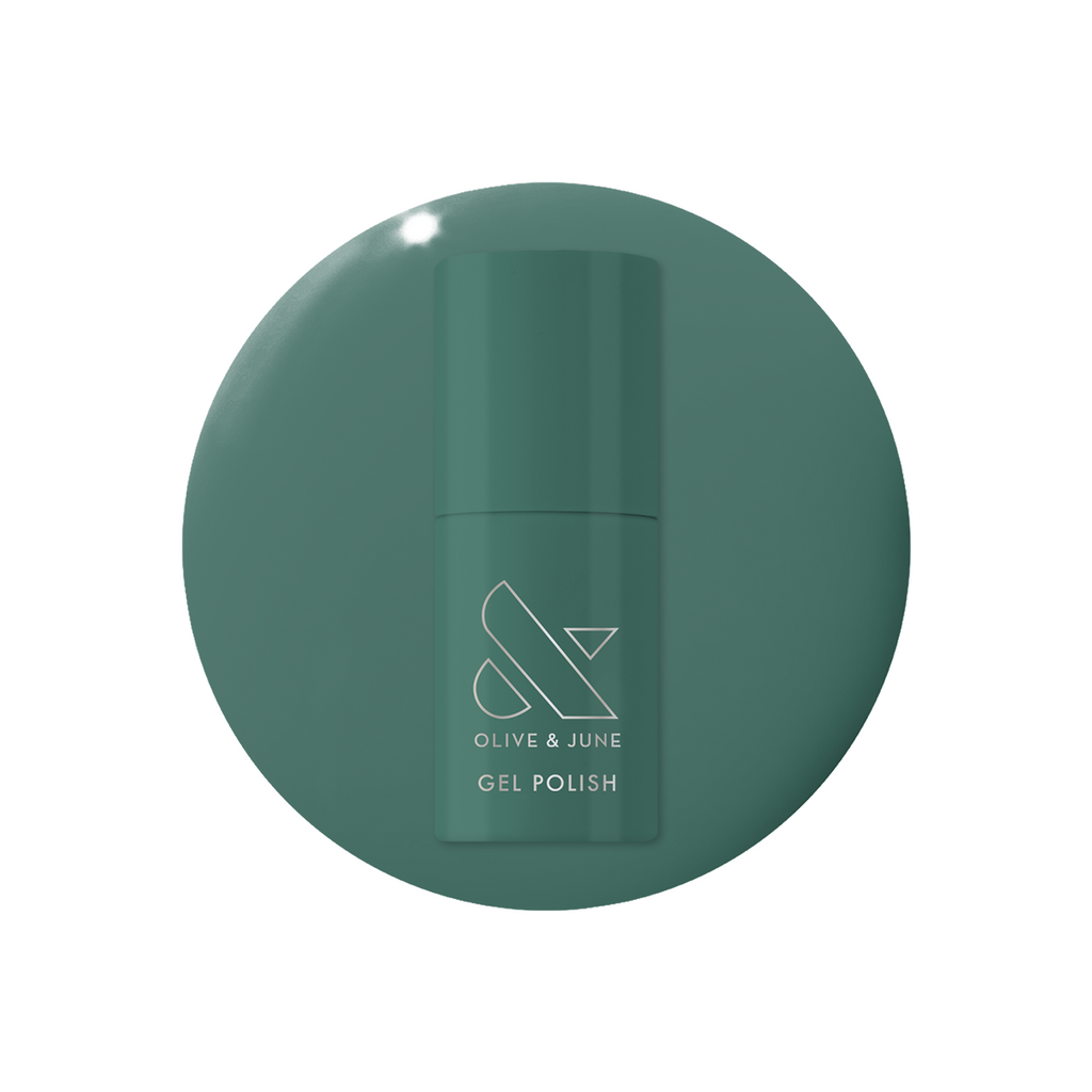Still Life of Flowers - Gel polish bottle in cool mossy green shade for long-lasting manicure and pedicure use