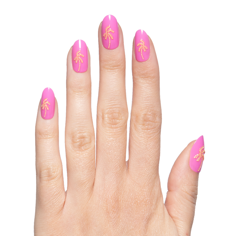 Golden Palm Pink - Press On | Medium | Oval