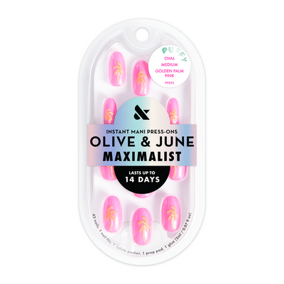 Golden Palm Pink - Press On | Medium | Oval Golden Palm Pink - Press On | Medium | Oval  Press-On
