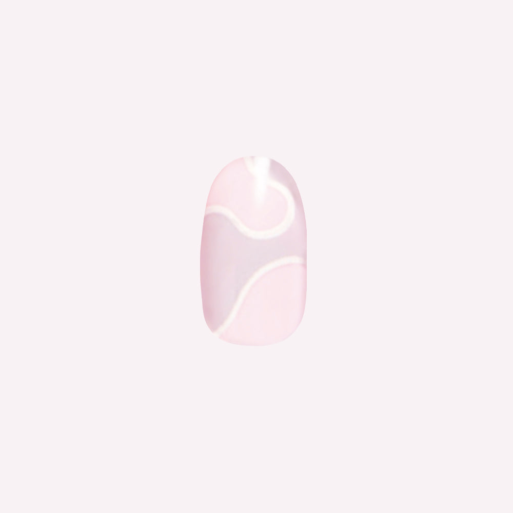 Groovy Swirl - Press-On | Short | Round pink and lavender false nail with white swirl for easy at-home mani.
