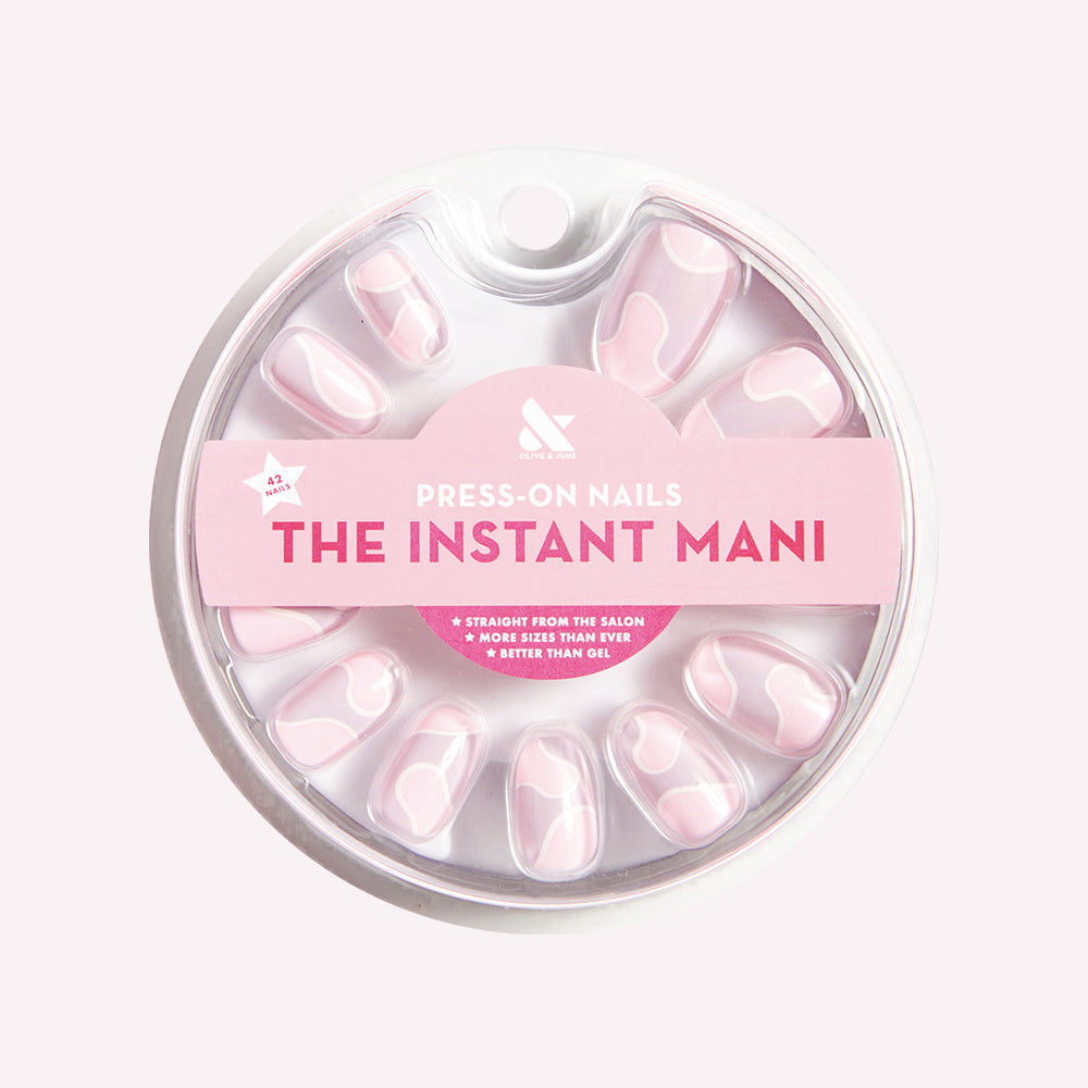 Groovy Swirl - Press-On | Short | Round pink and lavender swirl false nails for a fun, easy at-home mani.