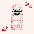 I HEART CHERRIES FRENCH - Pressies | Extra Short Short | Round with sheer base, white tips, and heart-shaped cherry designs for easy mani