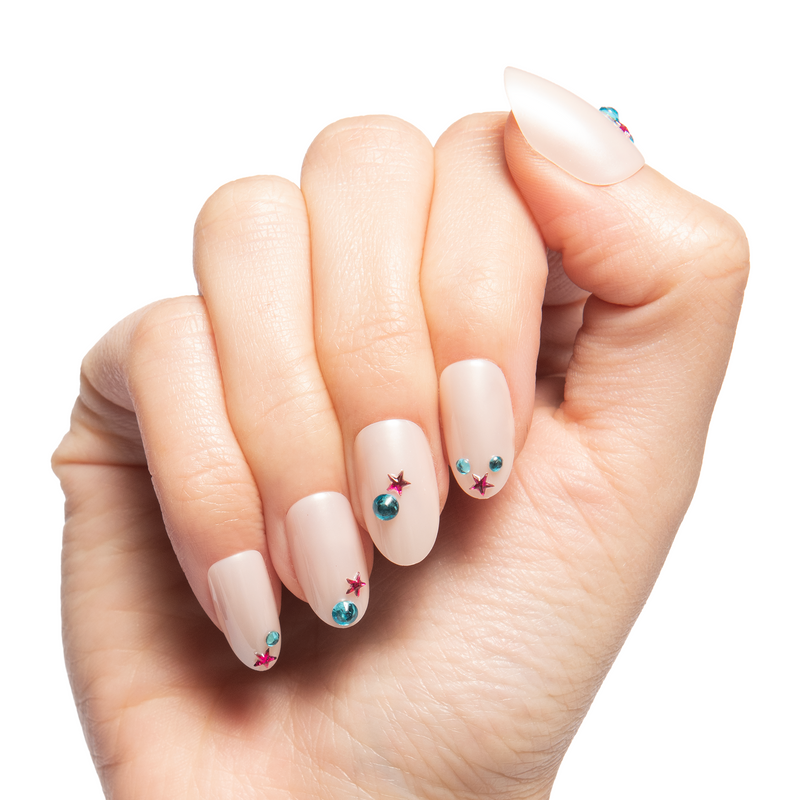 Iridescent Gem Party - Press On | Medium | Oval - Press-On