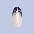 Lacy Pearl Navy French  - Press On | Medium | Oval - Press-On thumbnail