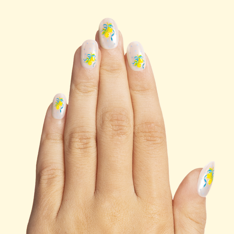 Lemon Polka Dot Party  - Pressies | Short Medium | Round - Pressies