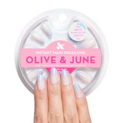 Ocean Glitter Gradient - Press On | Medium | Oval