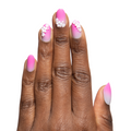 Pink Ombre with Flower Gems  - Press On | Medium | Oval single nail
