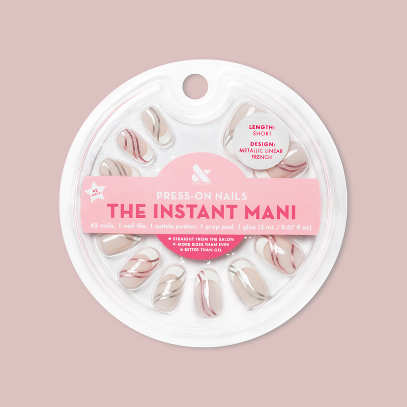 Metallic Linear French - Press-On | Short | Round 