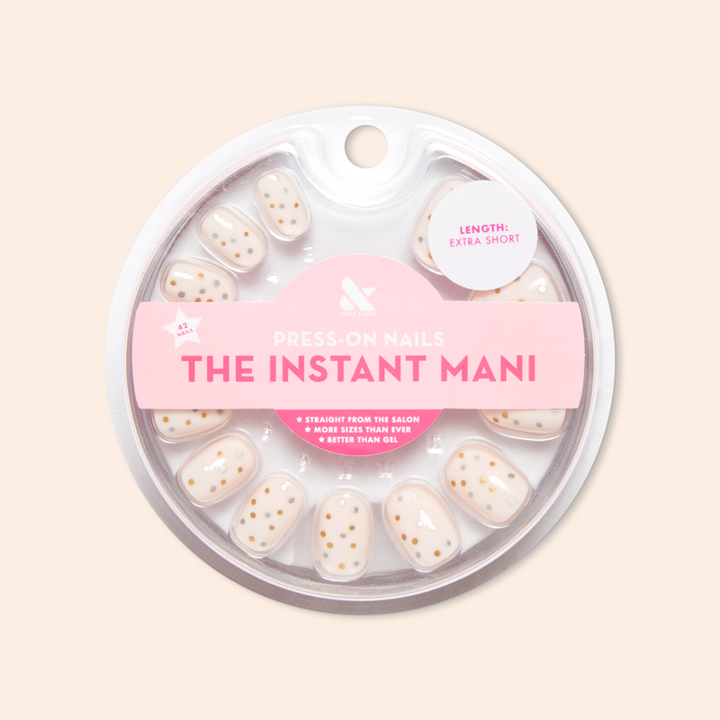 Metallic Confetti - Press-On | Extra Short | Round 