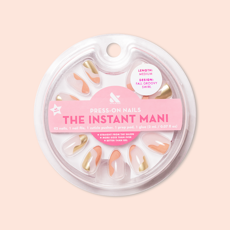 Fall Groovy Swirl - Press-On | Medium | Almond 