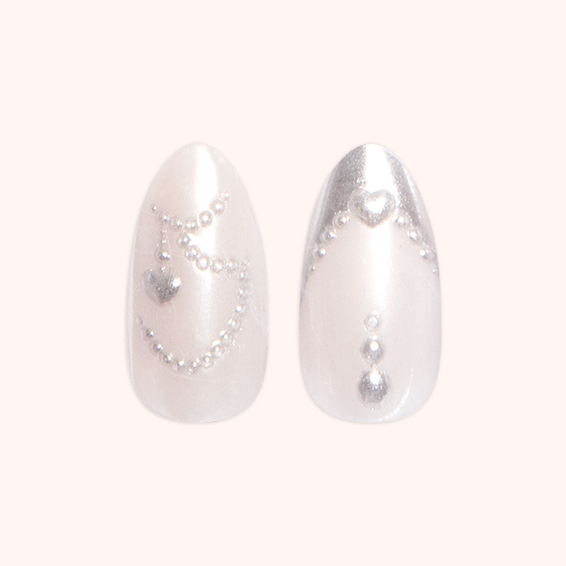 Pretty in Pearls French  - Press On | Medium | Almond - Press-On