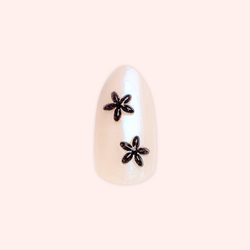 Puffy Black Petal Iridescent - Press On | Medium | Almond