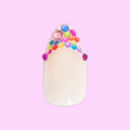 Rainbow Rhinestone French - Press On | Medium | Almond