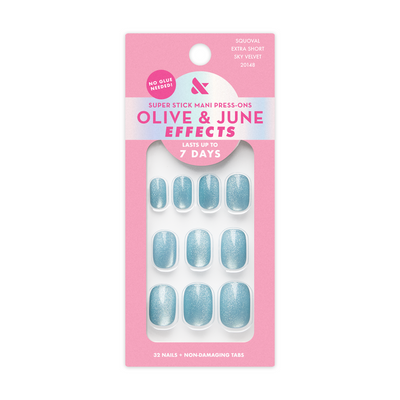 Sky Velvet | Extra Short | Squoval - Tab Press-On Sky Velvet | Extra Short | Squoval - Tab Press-On  Tab Press-On