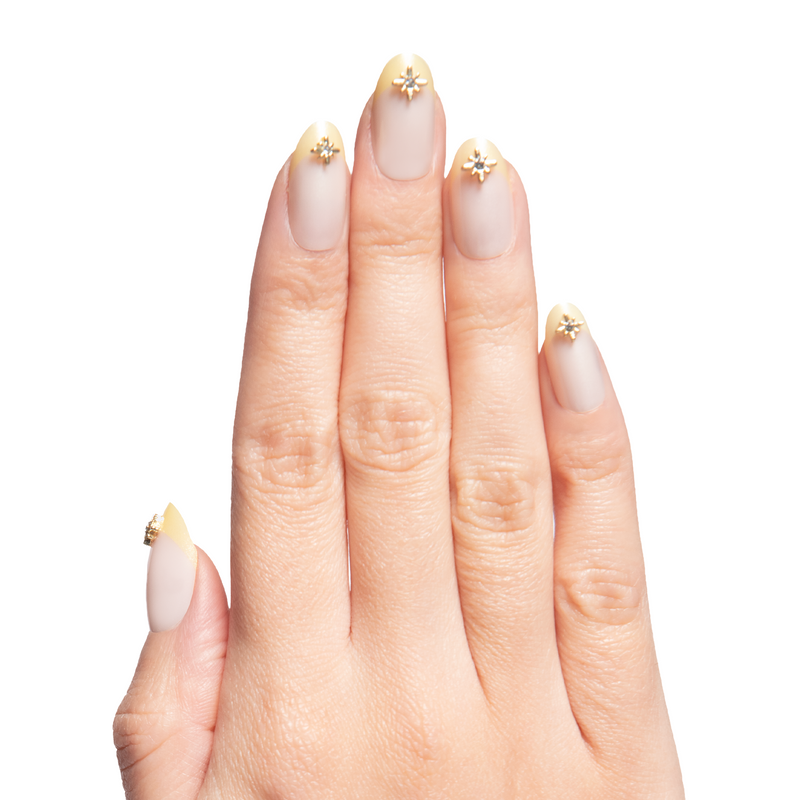 Starburst Gem Glazed Butter French  - Press On | Medium | Oval - Press-On