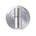 Cosmic Silver - Gel bottle shown on a metallic silver polish background for a long-lasting mani by Olive and June