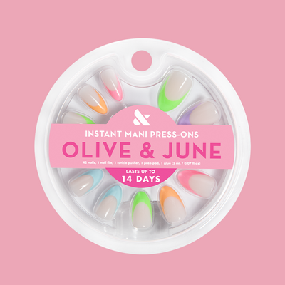 Pastel Neon French - Press-On | Medium | Almond Pastel Neon French - Press-On | Medium | Almond  Press-On