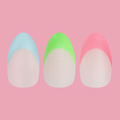 Pastel Neon French - Press-On | Medium | Almond on customer hand