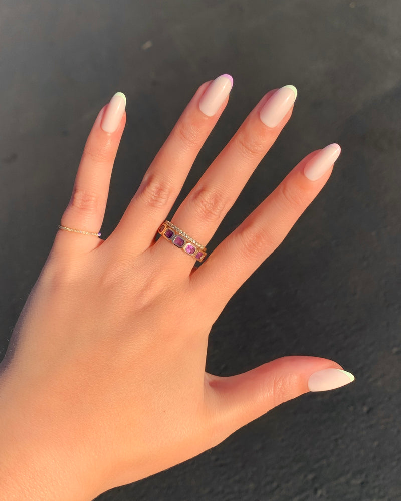 Pastel Rainbow French - Press-On | Medium | Oval - Press-On