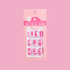 Pink Camo - Tab Press-On | Short | Round nails with tonal pink camo print for easy at-home mani by Olive and June