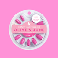 Pink Chrome Outline - Press-On | Medium | Almond glossy pink false nails with chrome edges for a quick, easy at-home manicure