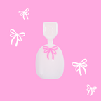 Pink Everything Please - Pressies | Extra Short Short | Round showing baby pink press-on nail with bright pink bow design on pink background