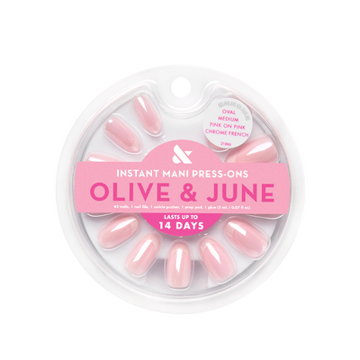 Pink on Pink Chrome French - Press-On | Medium | Oval Pink on Pink Chrome French - Press-On | Medium | Oval  Press-On
