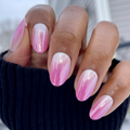 Hand with pink chrome gradient nails wearing the Super Stick Special Effects Press-On Set for easy at-home manicure thumbnail