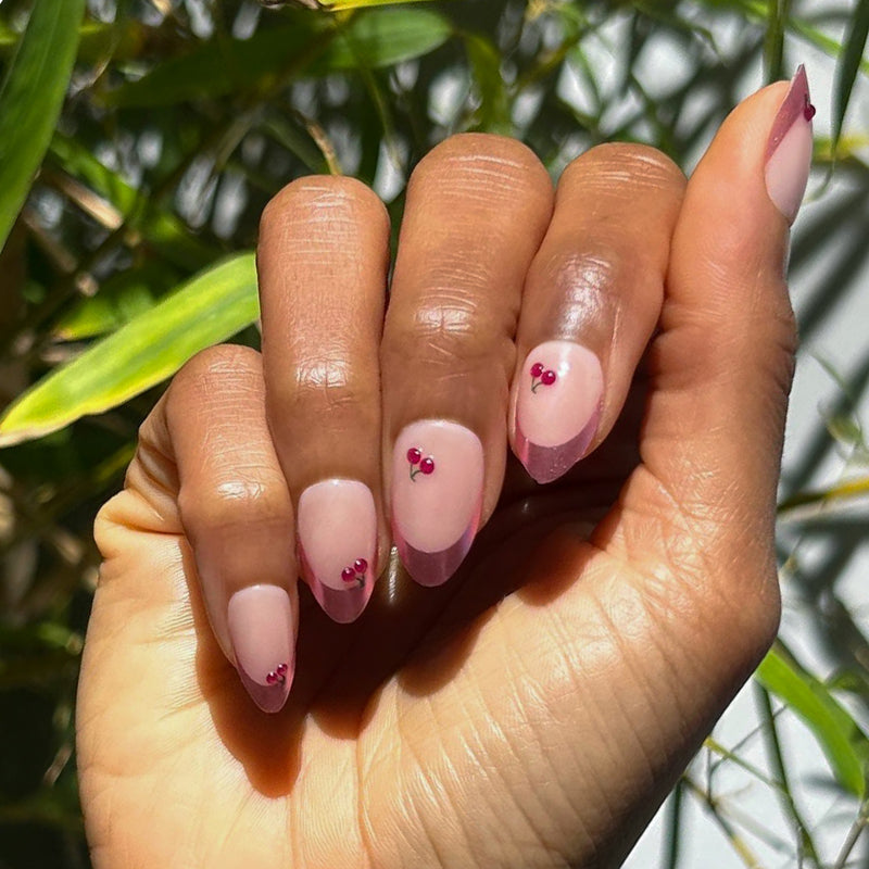 Pink Chrome Puffy Cherry French- Press-On | Medium | Almond