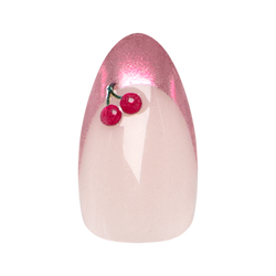 Pink Chrome Puffy Cherry French - Press On | Medium | Almond