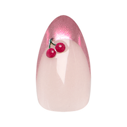 Pink Chrome Puffy Cherry French - Press On | Medium | Almond