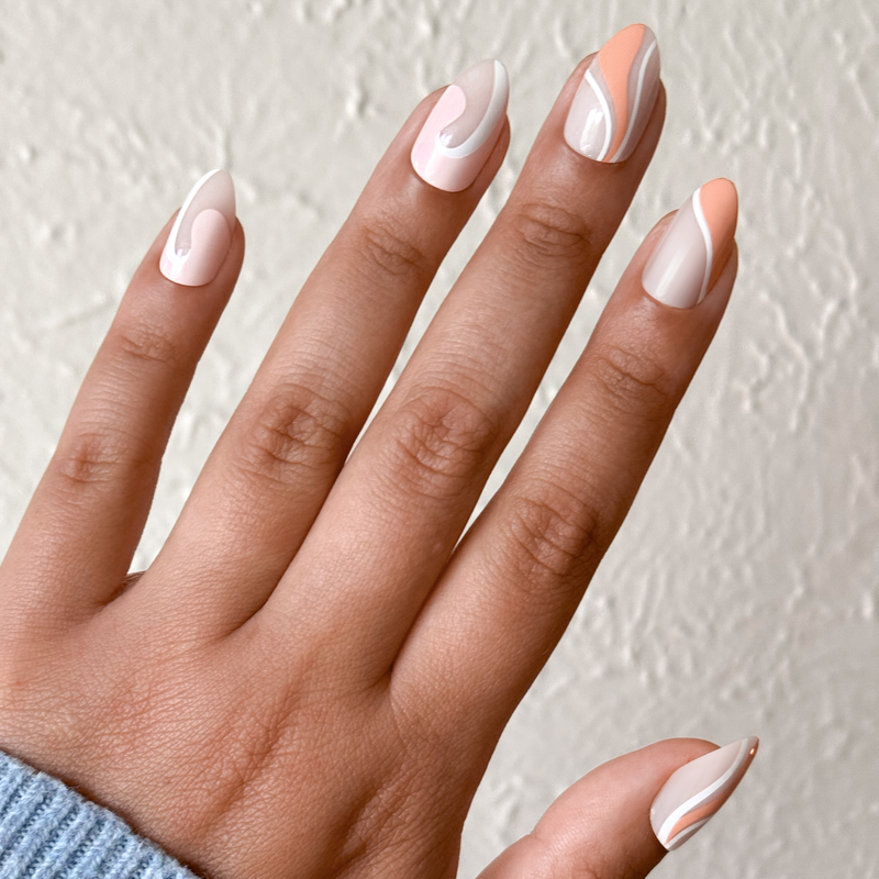 picture of Pink Swirl Mixed Pack - Press-On | Medium | Almond