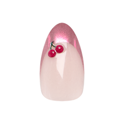 Pink Chrome Puffy Cherry French- Press-On | Medium | Almond