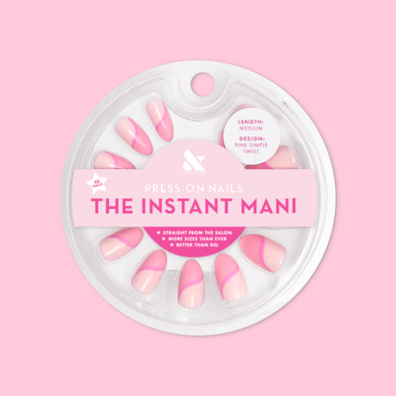 Pink Simple Twist - Press-On | Medium | Almond 