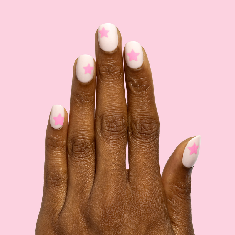 picture of Pink Star Party | Extra Short | Round - Tab Press-On