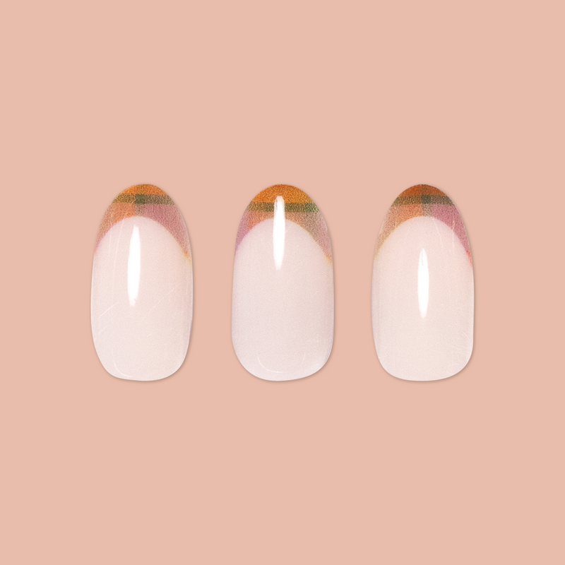 Plaid Fall French - Press-On | Medium | Oval second image