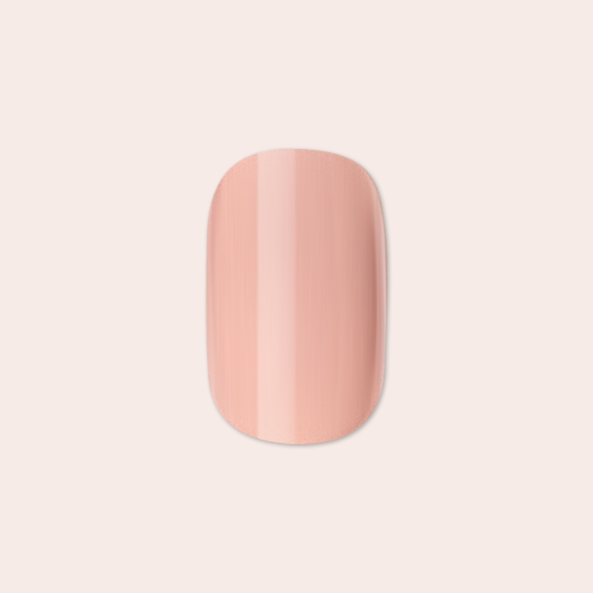 Poodle | Extra Short | Squoval - Tab Press-On nail with neutral beigey pink polish on pale background