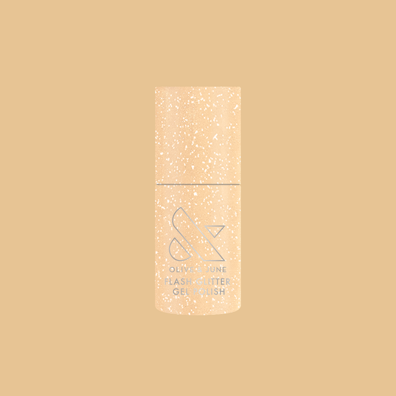 Pop Fizz Mani Gel bottle showing sparkling yellow gold flash glitter gel polish for festive at-home manicures