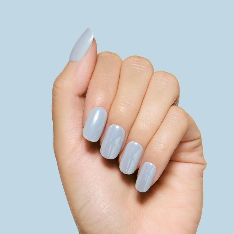 Powder Blue Chrome - Tab Press Ons | Short | Squoval