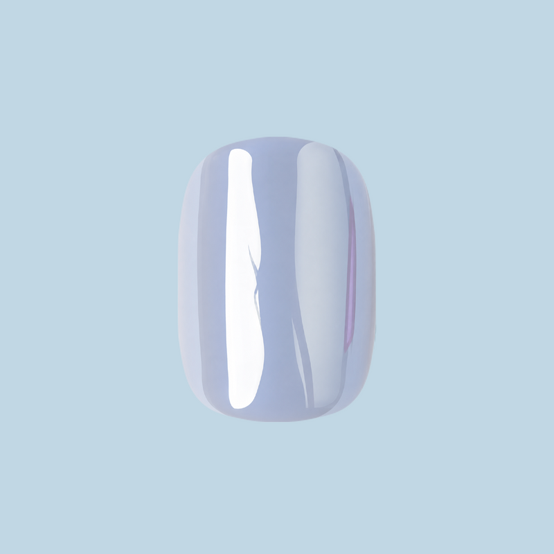 Powder Blue Chrome - Tab Press Ons | Short | Squoval