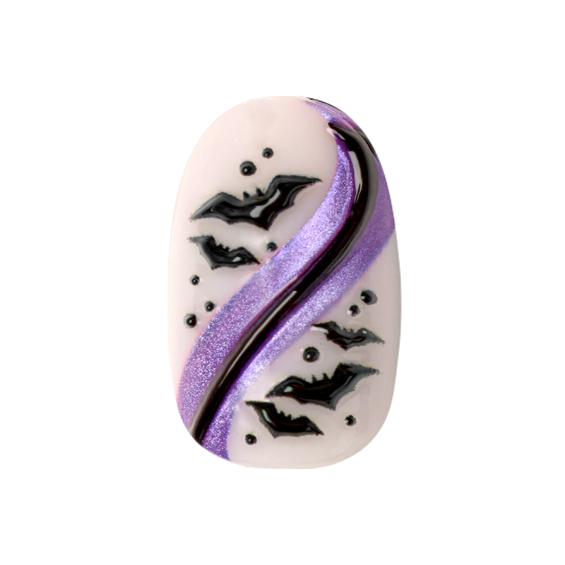 Puffy Bat Swirls - Press-On | Medium | Oval