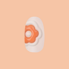 Puffy Bubble Flowers - Press-On | Short | Round neutral base with raised orange floral design for quick at home mani