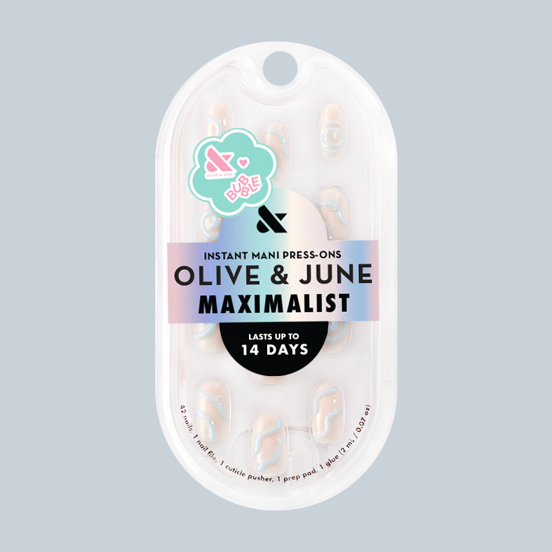 Puffy Swirls - Press-On | Short | Round with neutral base and raised puffy swirl design in clear packaging for at home mani