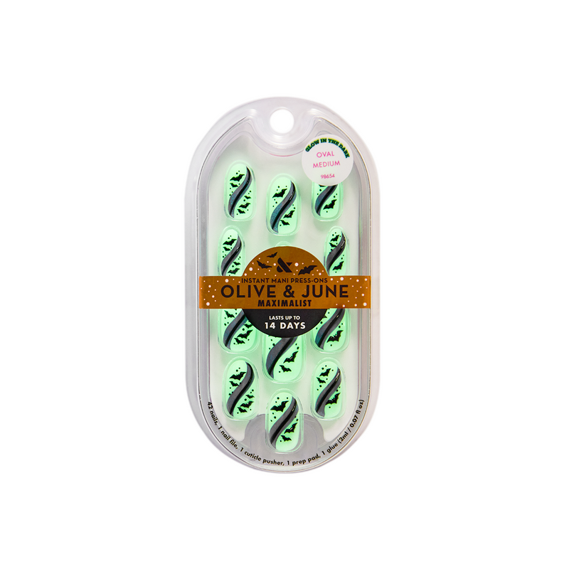 Puffy Bat Swirls - Press-On | Medium | Oval
