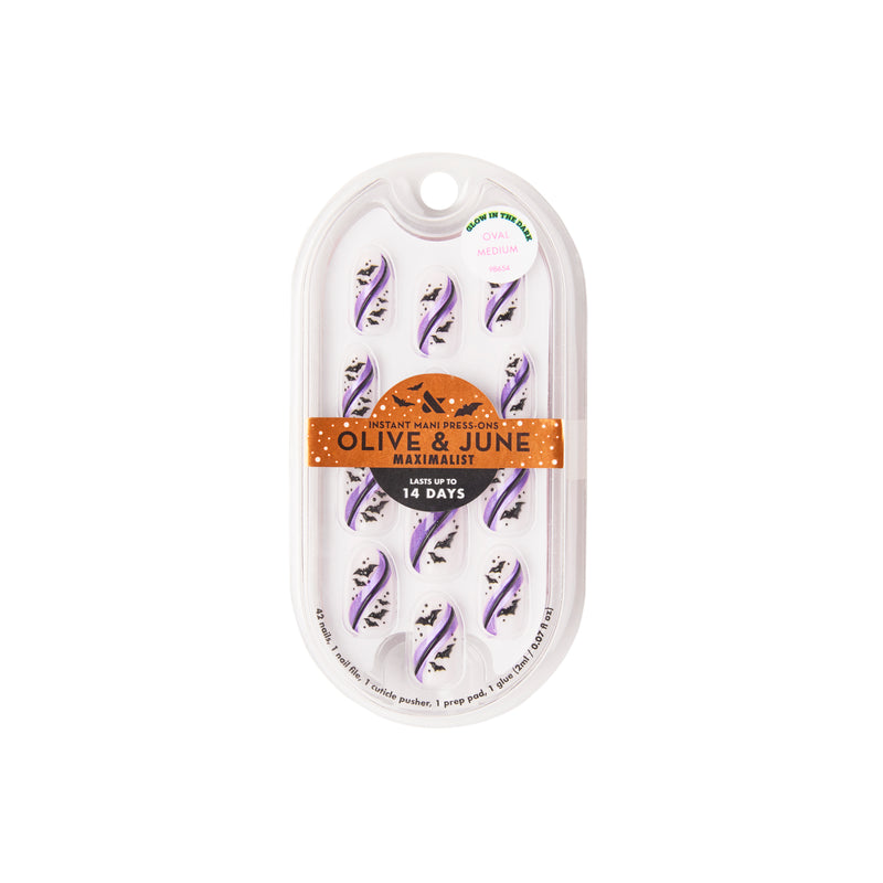 Puffy Bat Swirls - Press-On | Medium | Oval