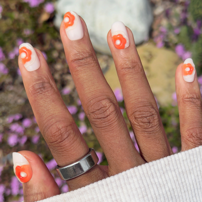 picture of Puffy Bubble Flowers - Press-On | Short | Round